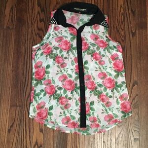 VILLIANS & VAGABONDS Floral Print Sleeveless Top